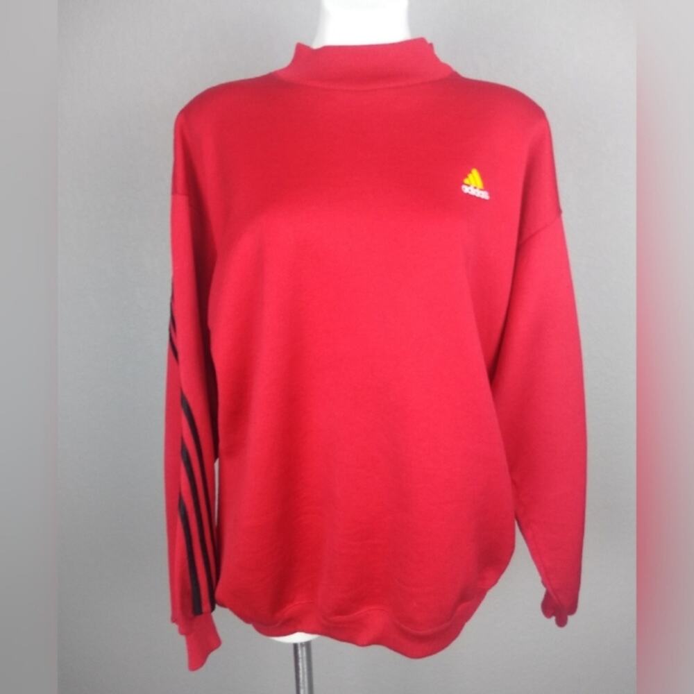 Vintage Adidas Logo Embroidered Mock Neck Sweatshirt Size Large - Picture 2 of 16